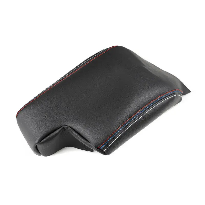 LHD/RHD For BMW 3 Series E46 1998- 2005 Car Interior Center Control Console Armrest Box Pad Black-red&blue line Leather Cover