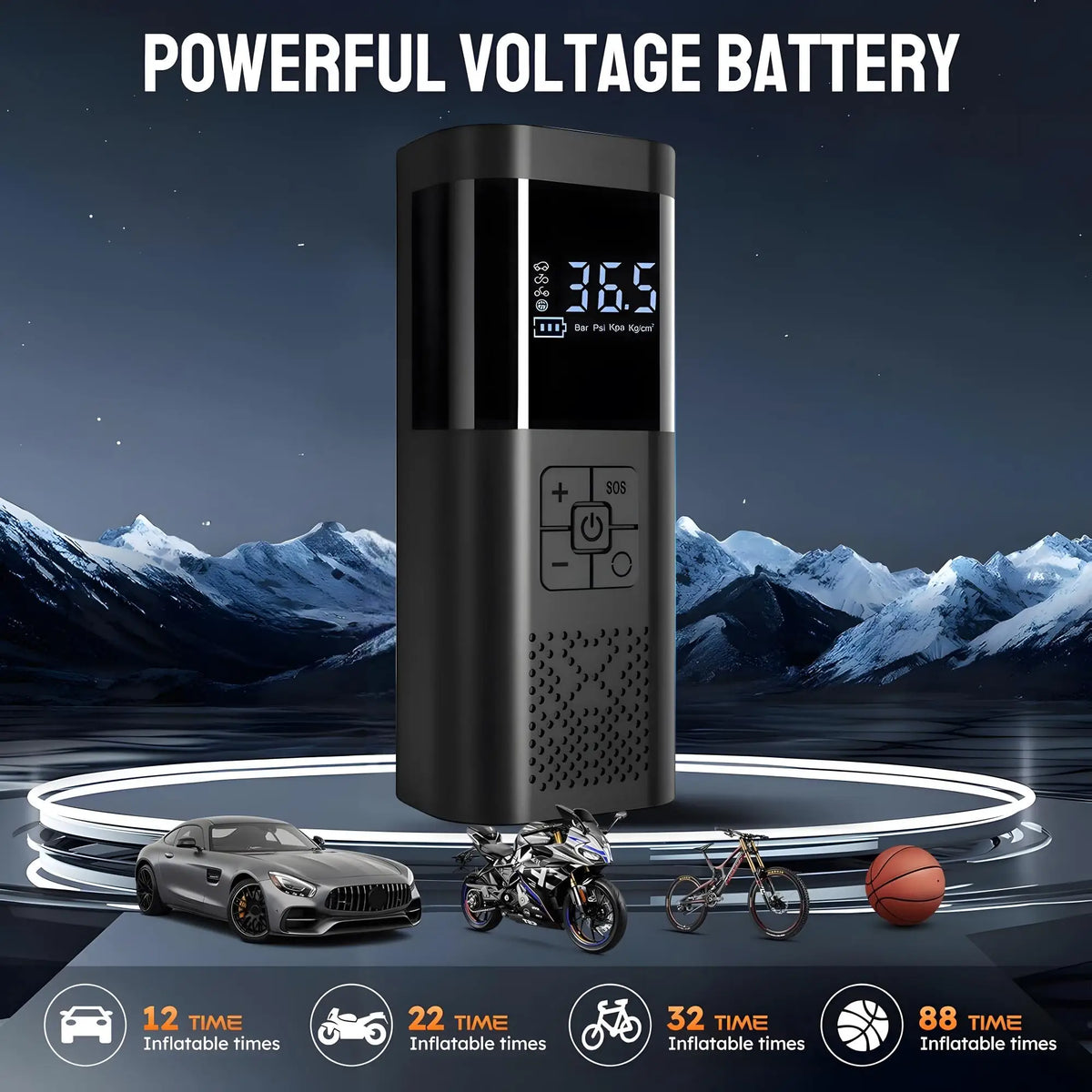 Portable Car Air Compressor 3X Faster 150PSI Cordless Tire Inflator Pump with Digital close-up view