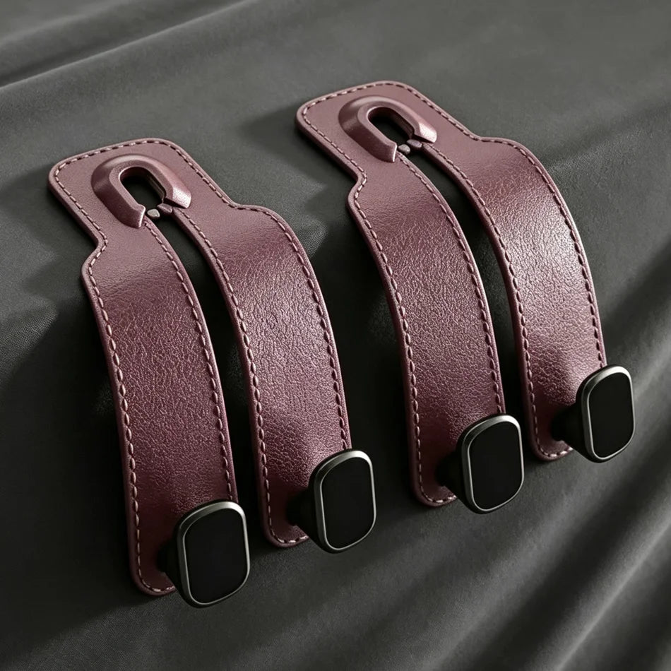 Leather Car Seat Back Hook Handbag Holder lifestyle view