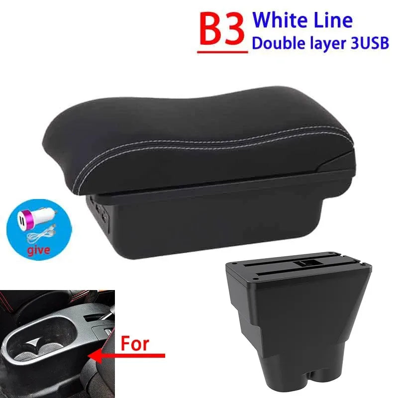 For Peugeot 207 Armrest Box Peugeot 207CC Interior Central Storage Box Pu Leather Arm lifestyle view
