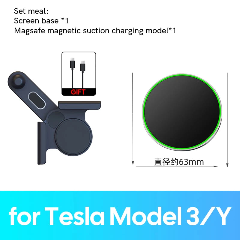Car Phone Mount Holder 15W Magnetic Wireless Charger | Compatible with MagSafe for Tesla detail view