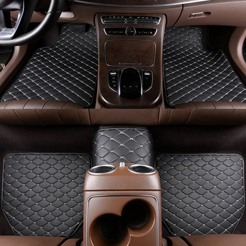 Car Floor Mats 5Pcs Universal Quality PU Leather Waterproof Auto Foot Pad Protector A alternate view