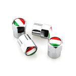 DSYCAR 4 Pieces Italy Flag Car Tire Valve Caps | Aluminium Alloy Airtight Stem Covers close-up view