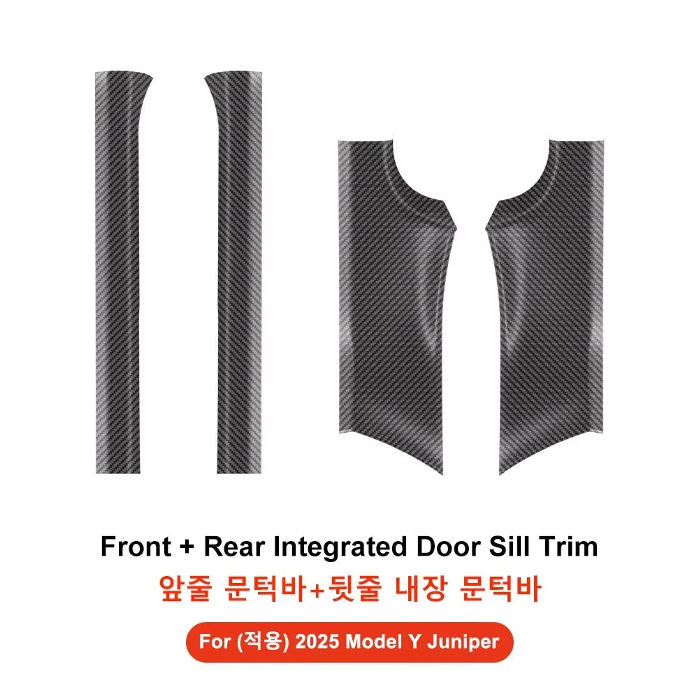Tesla Model Y Juniper 2025 Floor Mats | Carbon Fiber TPE, Waterproof, Anti-Slip, Trunk & detail view