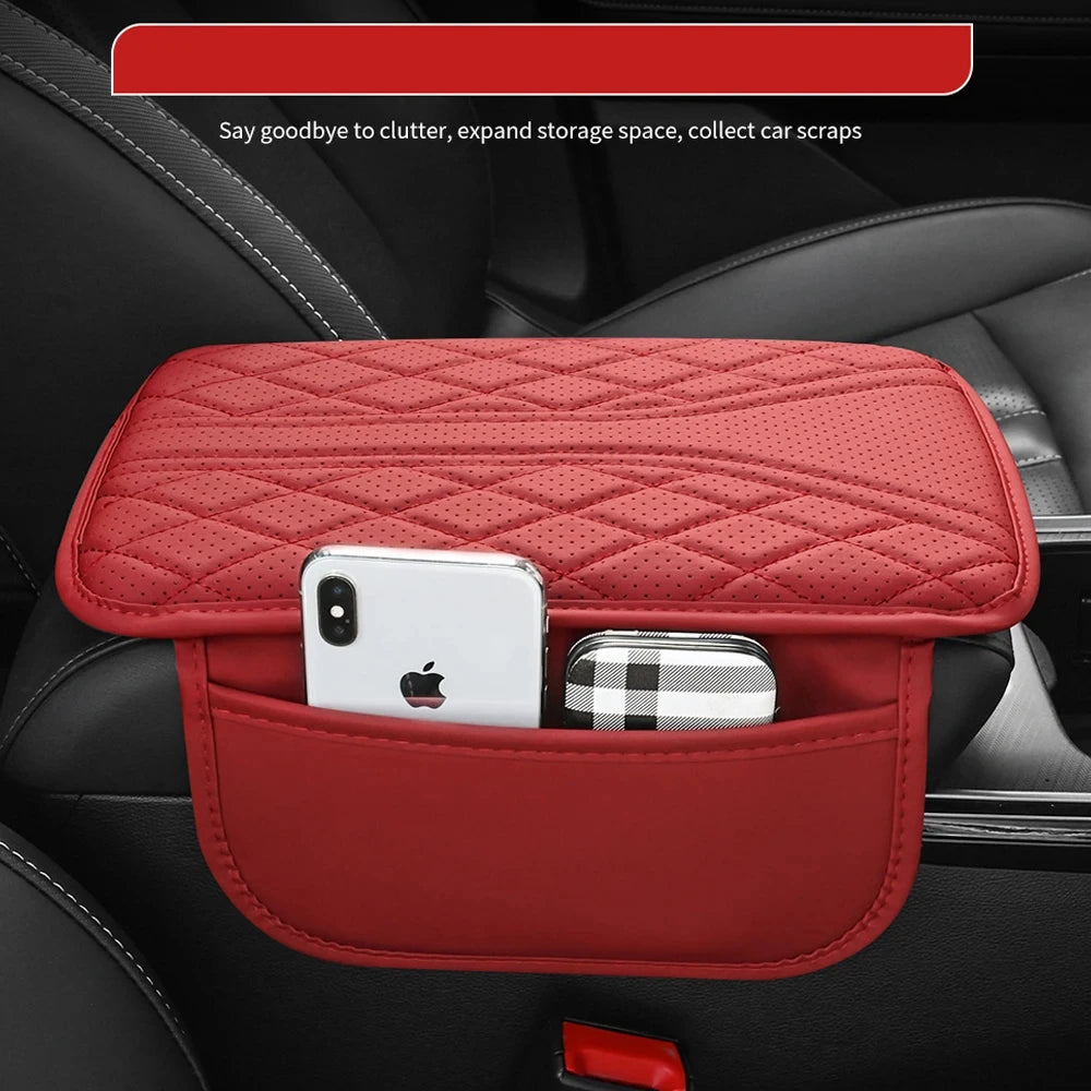 Leather Car Armrest Storage Bag Center Console Organizer close-up view