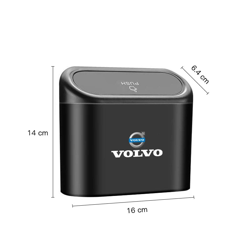 Car Trash Can Garbage Bin Storage Box Interior for Volvo Models | Black ABS alternate view