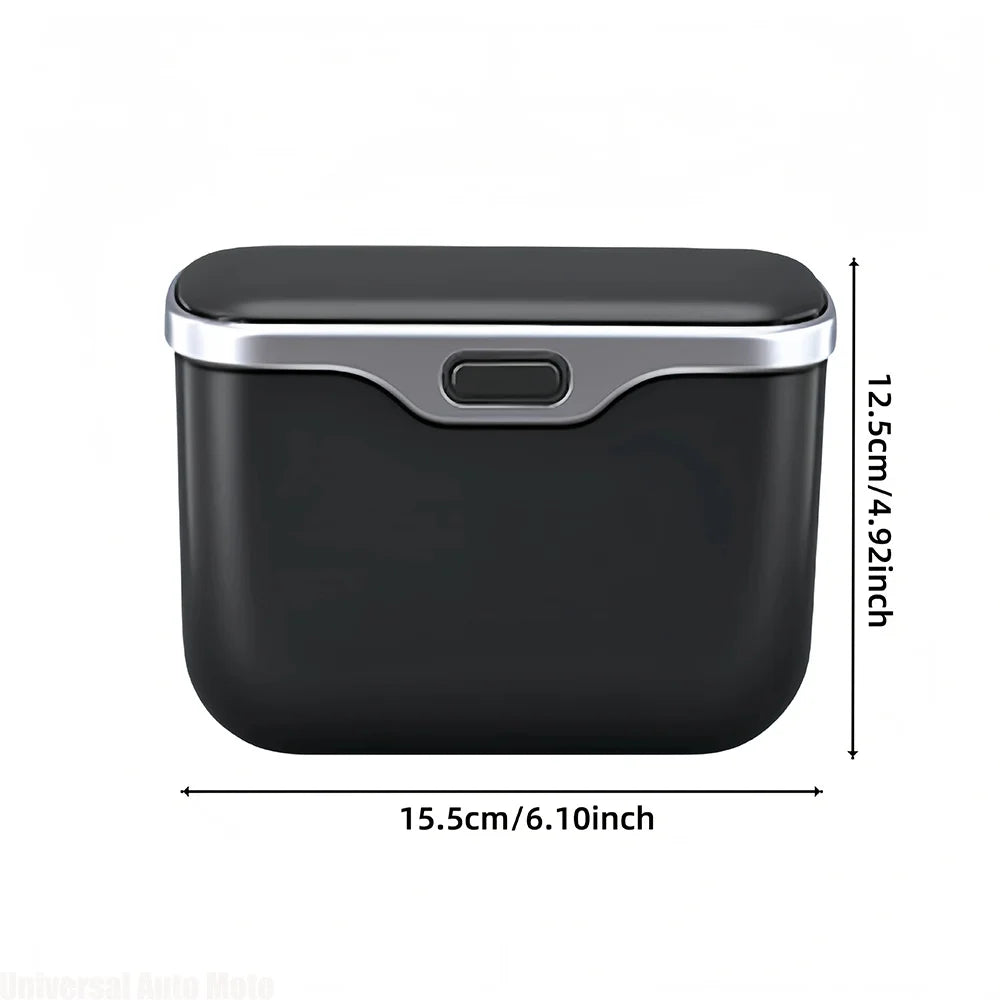 Multifunctional Car Trash Can with Lid Button, Hanging Storage Bin detail view