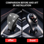 Universal Bling Diamond Gear Shift Cover, Sparkly Rhinestone PU Leather Car Shifter Knob detail view