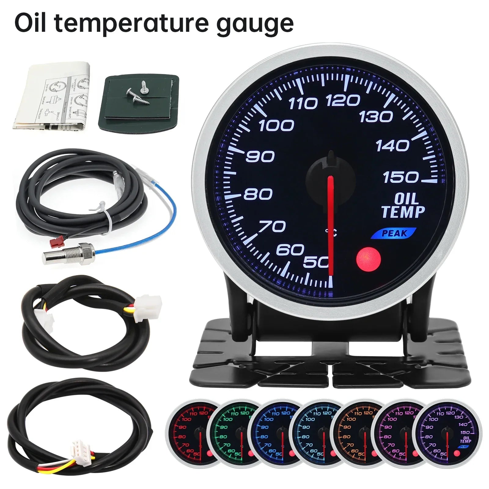 2 Inch 52mm Smoke Lens Turbo Boost Gauge | 8 Color Backlight Car Gauge with Sensor additional angle