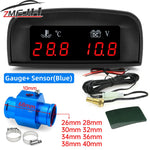 2 In 1 Car Water Temperature and Voltage Gauge | Digital LCD Display with 1/8 NPT Sensor Adapter