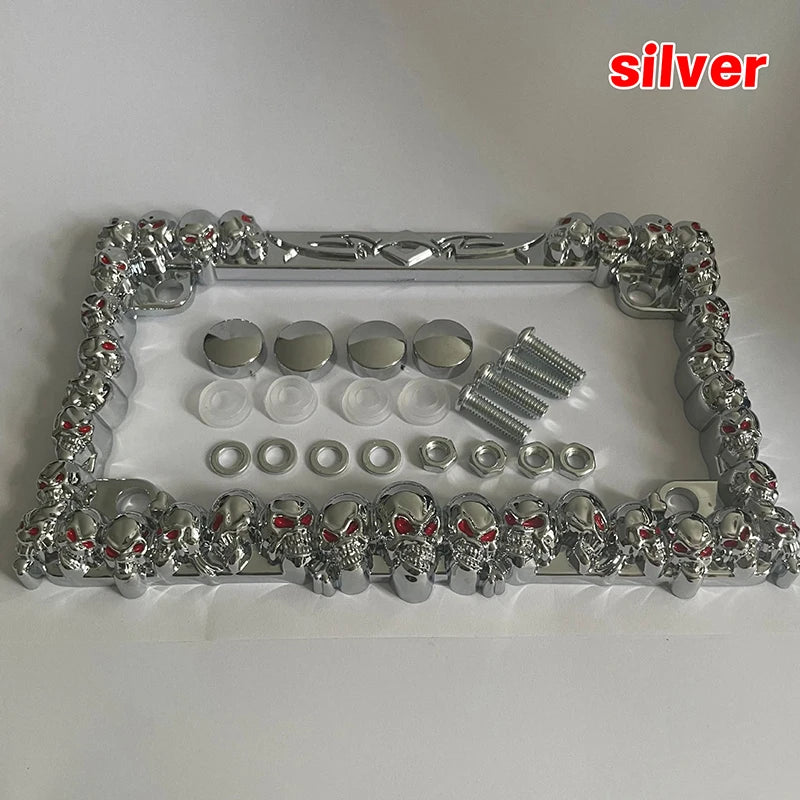 Skull Motorcycle License Plate Frame | American Style Stylish Vehicle Decoration detail view