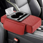 Universal Car Center Console Armrest Cover, Leather Armrest Cushion with Storage Pocket, Auto Interior Organizer Protector Pad