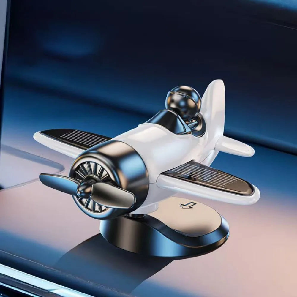 Cool Solar Powered Rotating Airplane Silent 360° Auto Spin Car Dashboard Ornament Multifunctional Car Interior Decoration Gifts