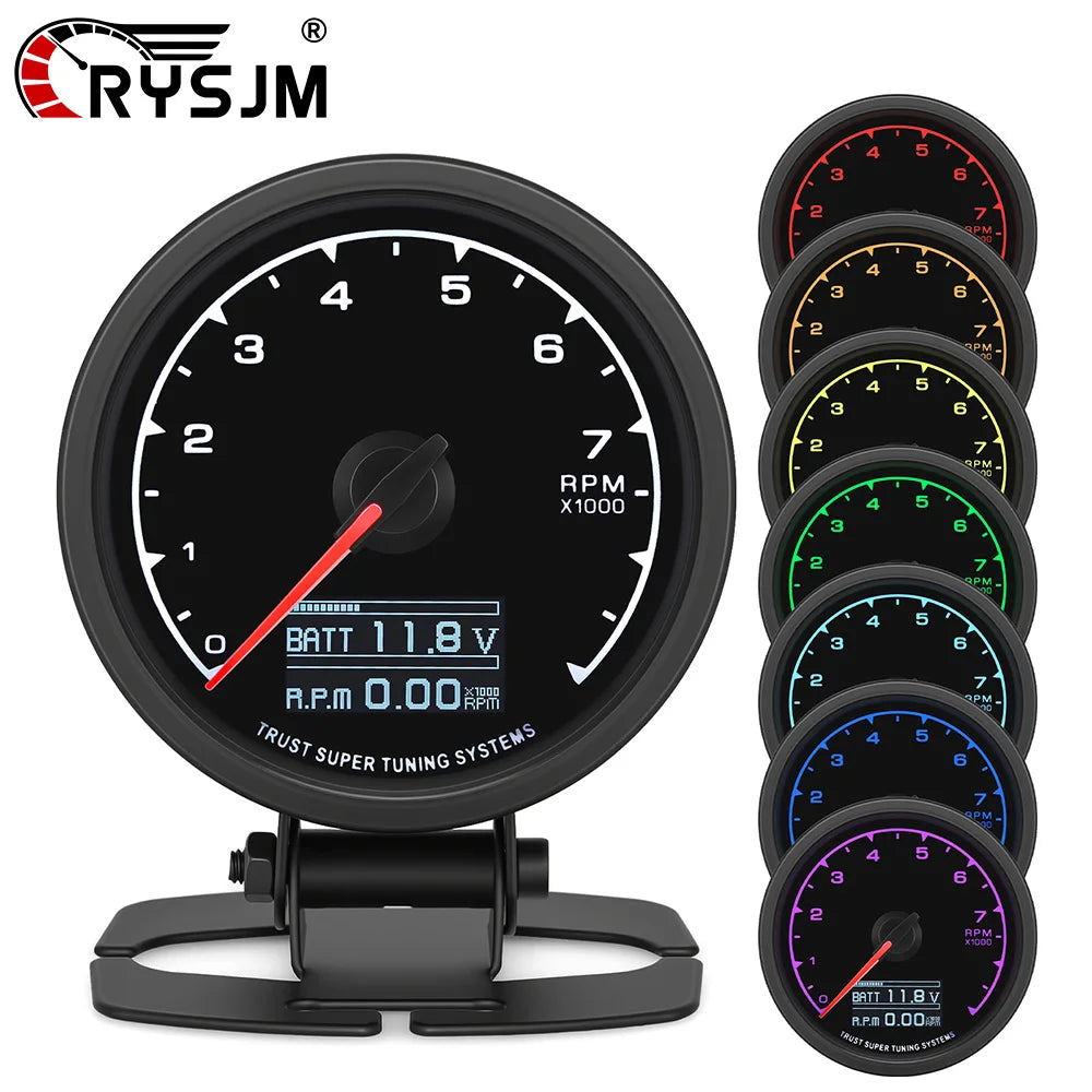 7-Color Backlight Display Gauge Set | Boost Water Temp Oil Pressure Tachometer