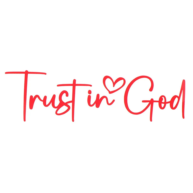 Trust In God Mirror Decal | Car Decals For Women, Christian Faith Vinyl Decal close-up view