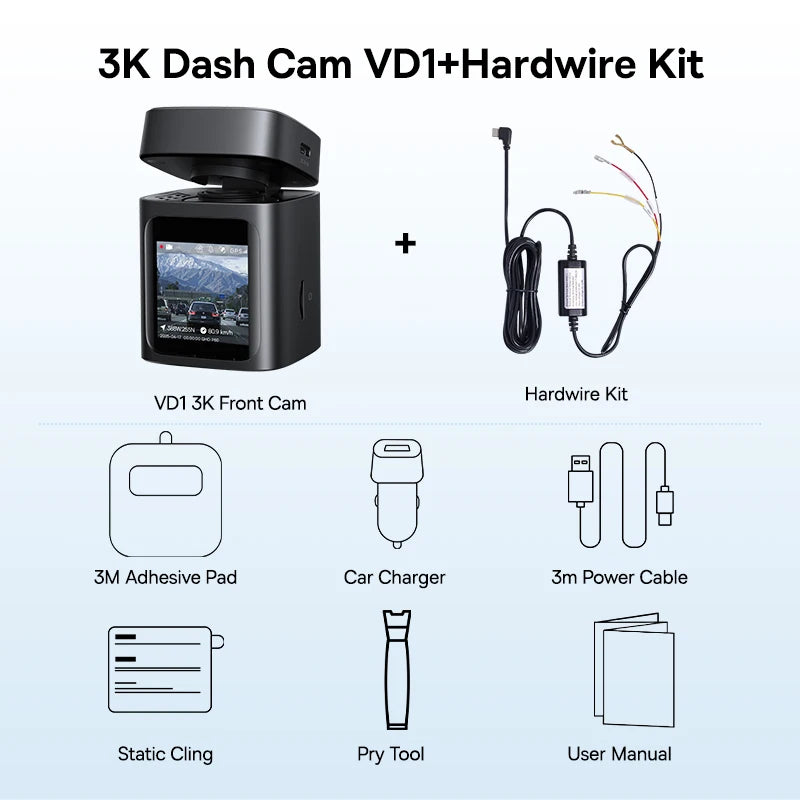Baseus 3K Dash Cam VD1 Front and Rear Cam HD Built-in GPS Galileo Supercapacitor Car D close-up view