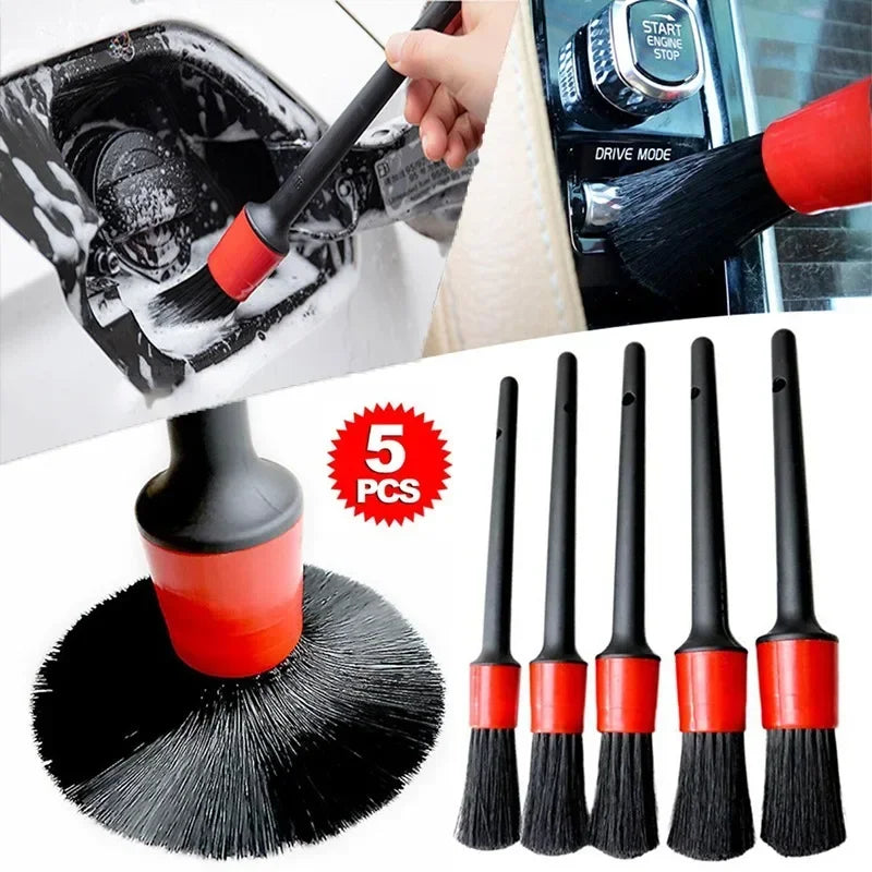 5PCS Car Cleaning Wheel Brush Car Detail Brush Suitable For Tire Engine Car Interior alternate view
