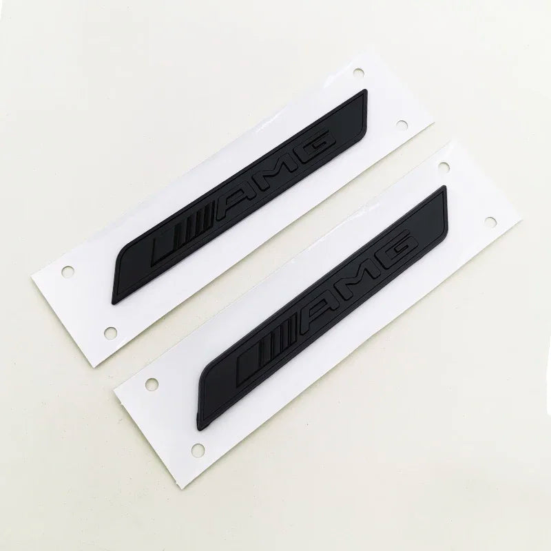 2pcs ABS Logo AMG Emblem Sticker Car Fender Side Badge for Mercedes A45 C63 W204 W205 close-up view