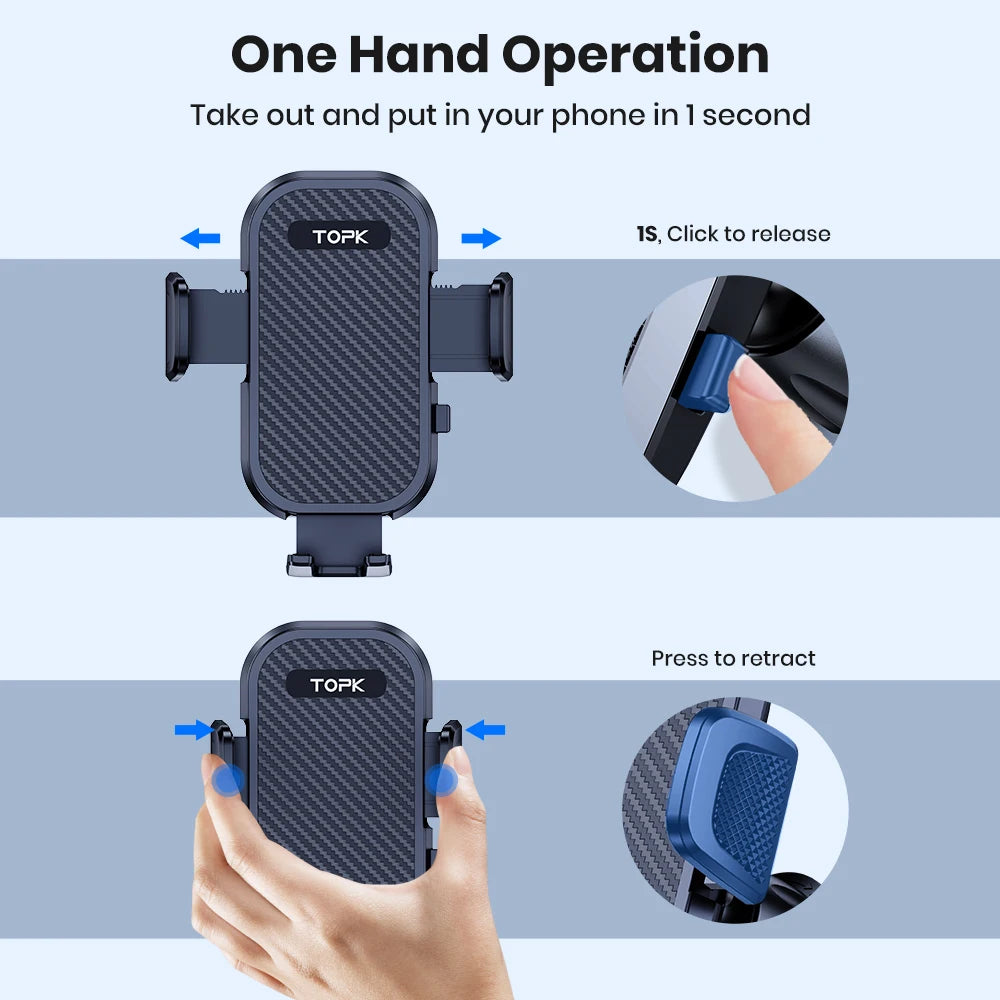 TOPK D42-G Car Phone Holder Mount, Upgraded Metal Hook Cell Phone Holder For Car Air alternate view