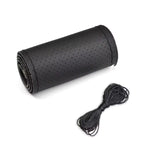 DIY Car Steering Wheel Cover Fiber Leather with Needle Braid on Steering Wheel SkidProof detail view