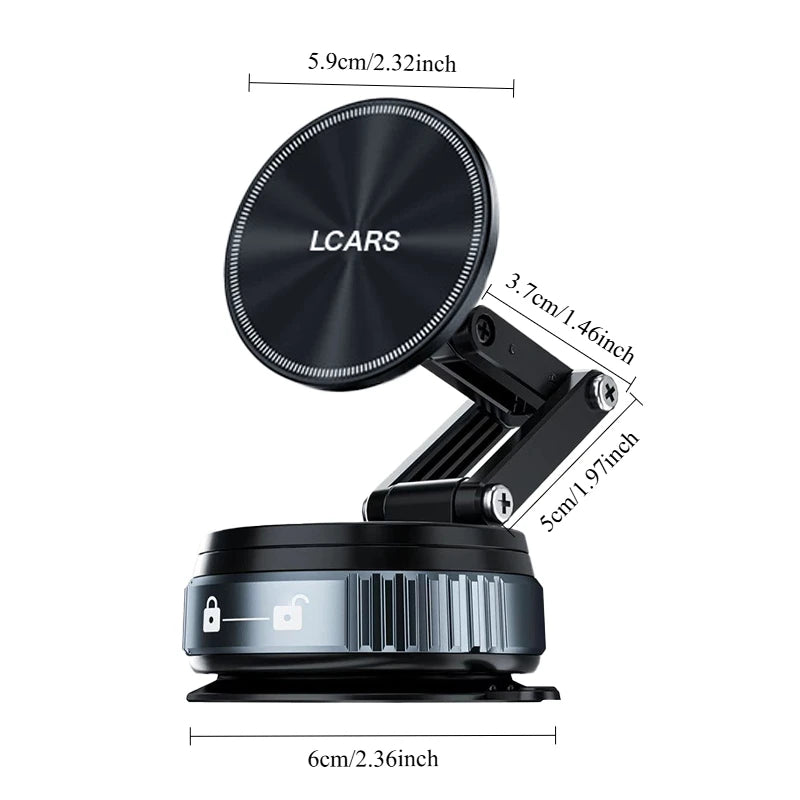 Lcars Car Phone Holder, 360-Degree Rotating Magnetic Head with Dual-Mode Vacuum Suction, Foldable Design for Car Dashboard, Compact Size for Easy Storage, Stylish Appearance, Durable Structure, Suitable for Multiple Use Scena