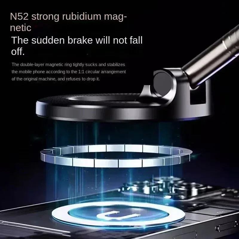 Vacuum Magnetic Car Phone Holder, Foldable Multi-Angle Adjustable Vehicle Navigation Phone Mount, Universal Phone Stand for Daily Driving