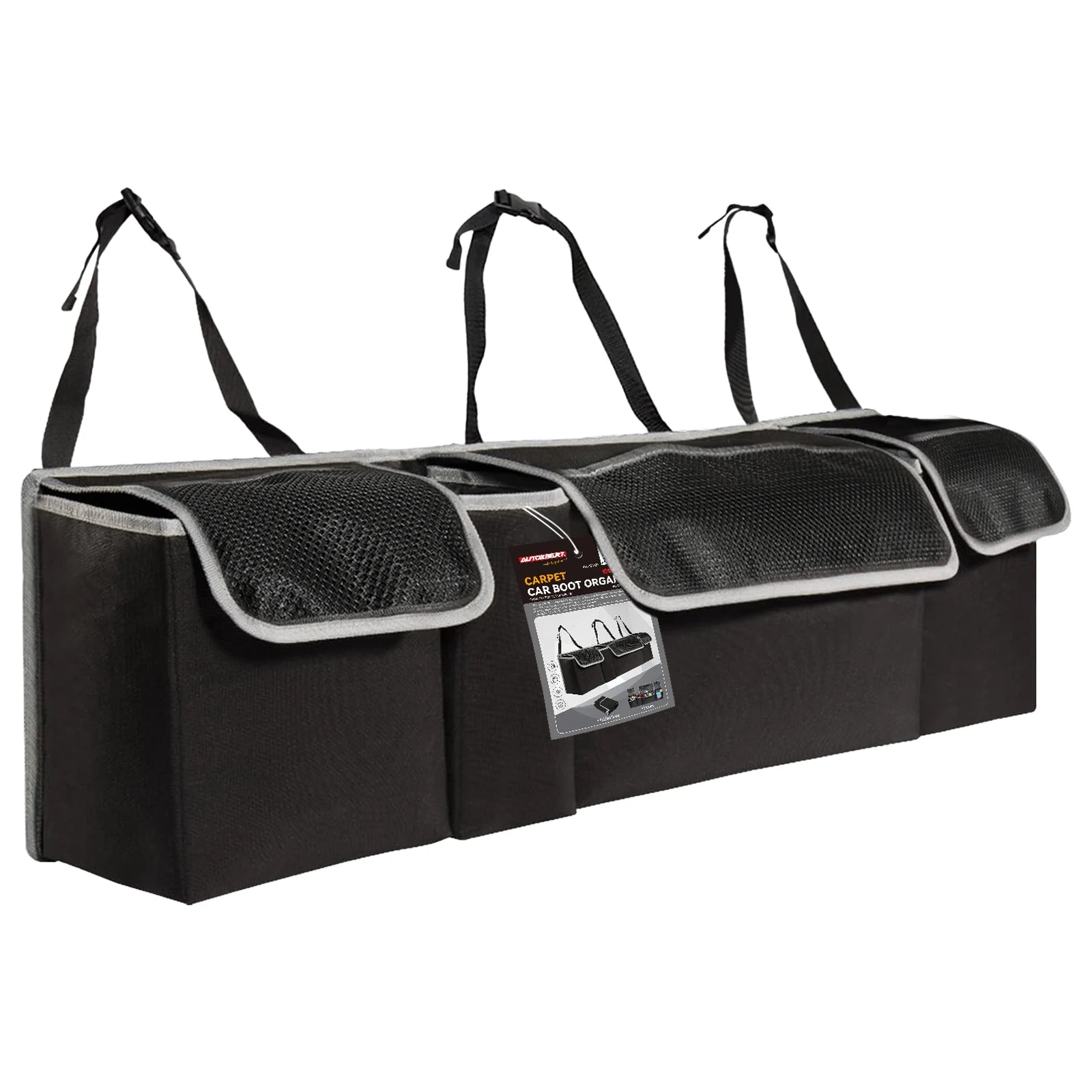 Car Trunk Organizer Felt Boot Organizer Storage Bag | Universal Collapsible Cargo B additional angle