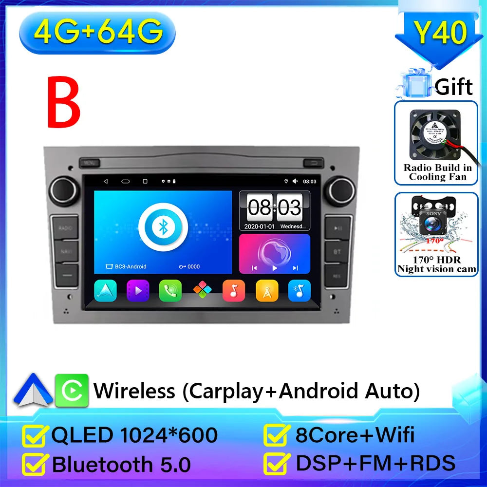 Car Radio Android Auto For Opel Corsa C D Vivaro Astra H J Vectra Antara Zafira Meriv alternate view