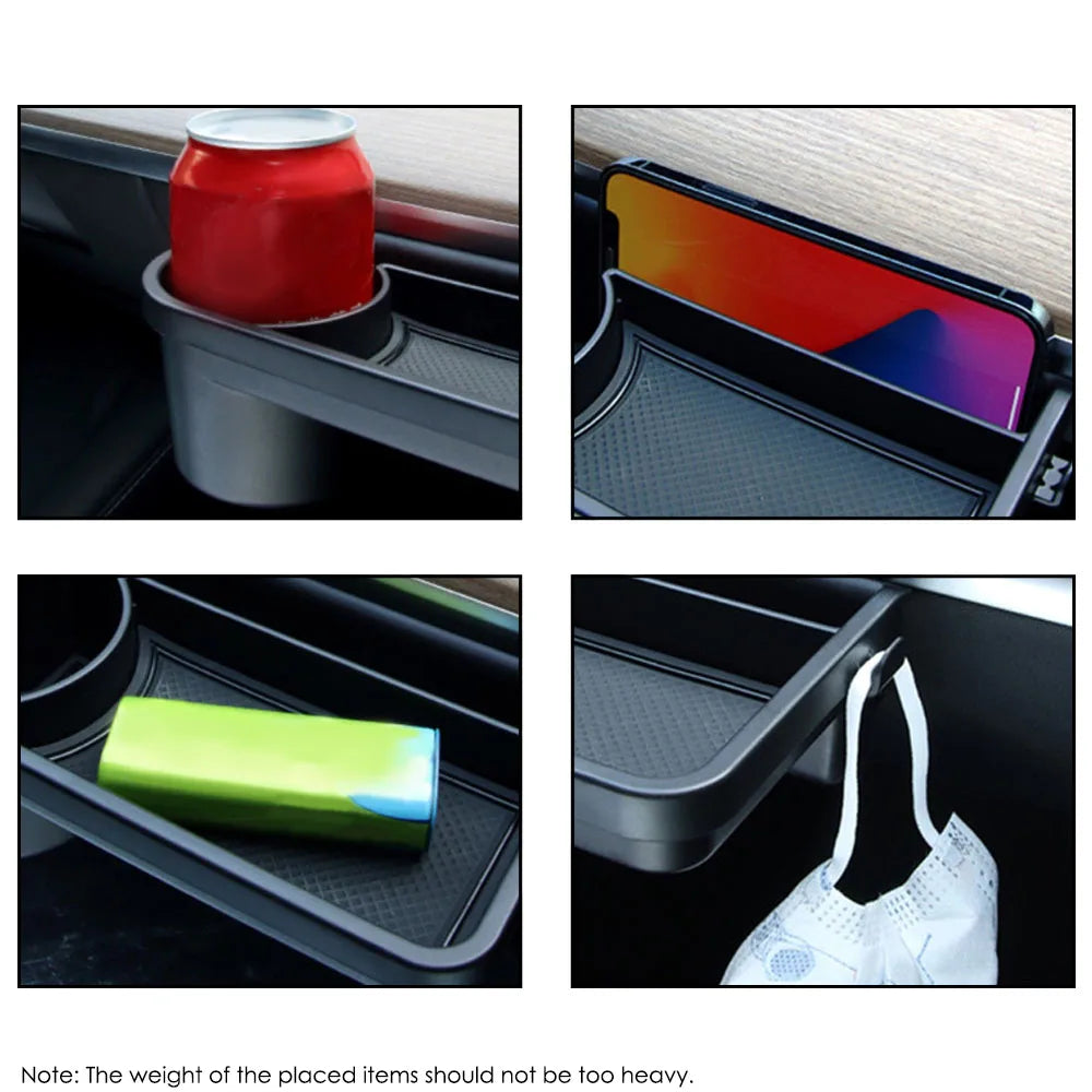 For Tesla Model 3/Y Storage Box Automobile Glove Box Rack Storage Box Shelf Mobile Phone Water Cup Holder Hook ABS Material
