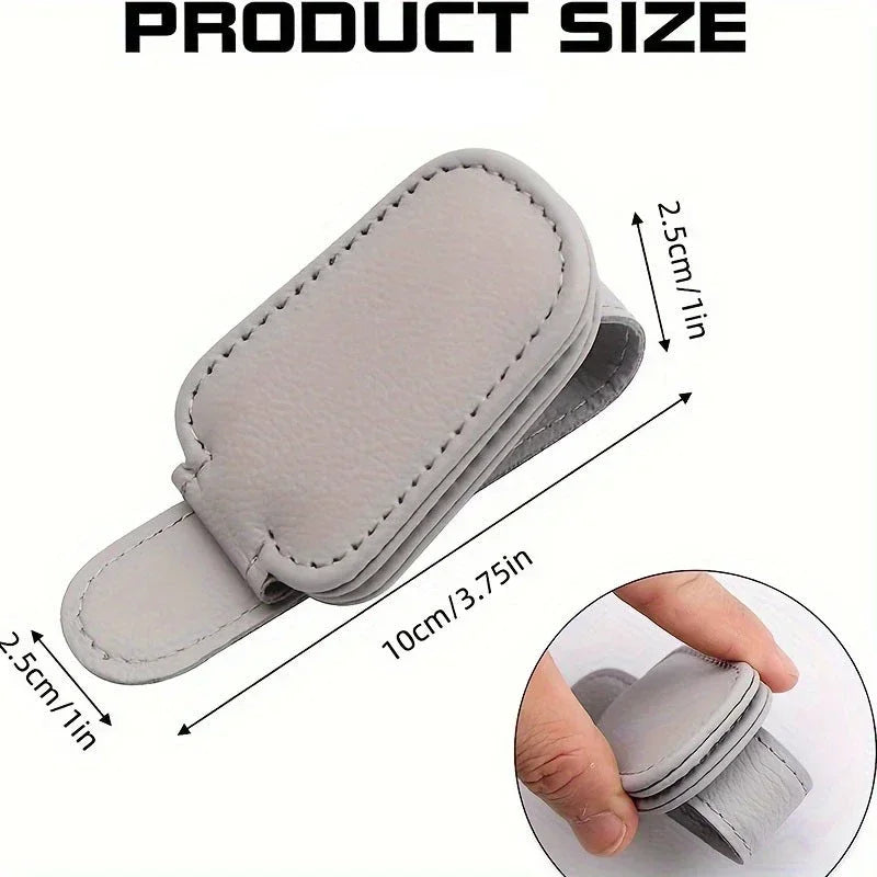 Leather Sunglasses Holder for Car Sunshade additional angle