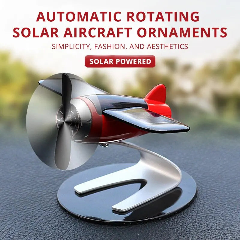 Solar Airplane Car Interior Desktop Ornament