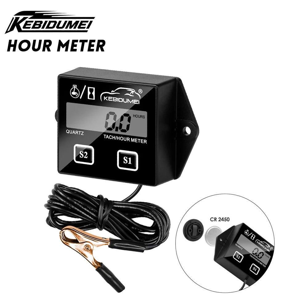 Digital Motor Speedmeter Engine Hour Meter Tachometer | LCD RPM Gauge for Gasoline 2/4 Stroke