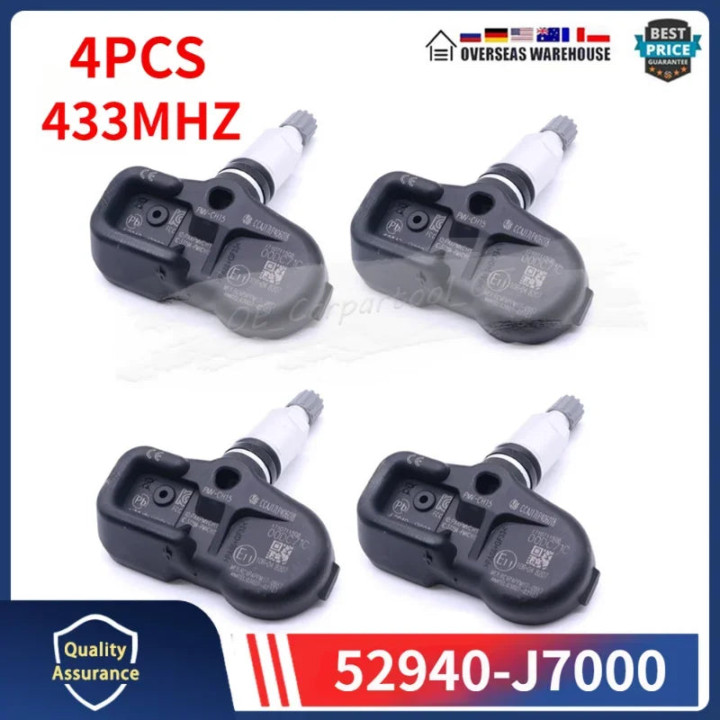 4PCS Car Tire Pressure Monitor Sensor 52940-J7000 | TPMS for Kia Ceed Forte 2018-2022 433MHz