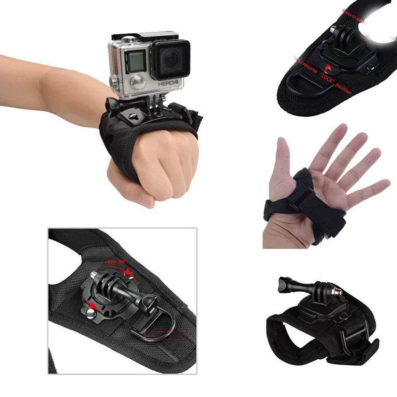 360 Degree Rotation Hand Strap Mount for GoPro 13 12 11 10 9 Hand Glove Wrist Strap Mo close-up view