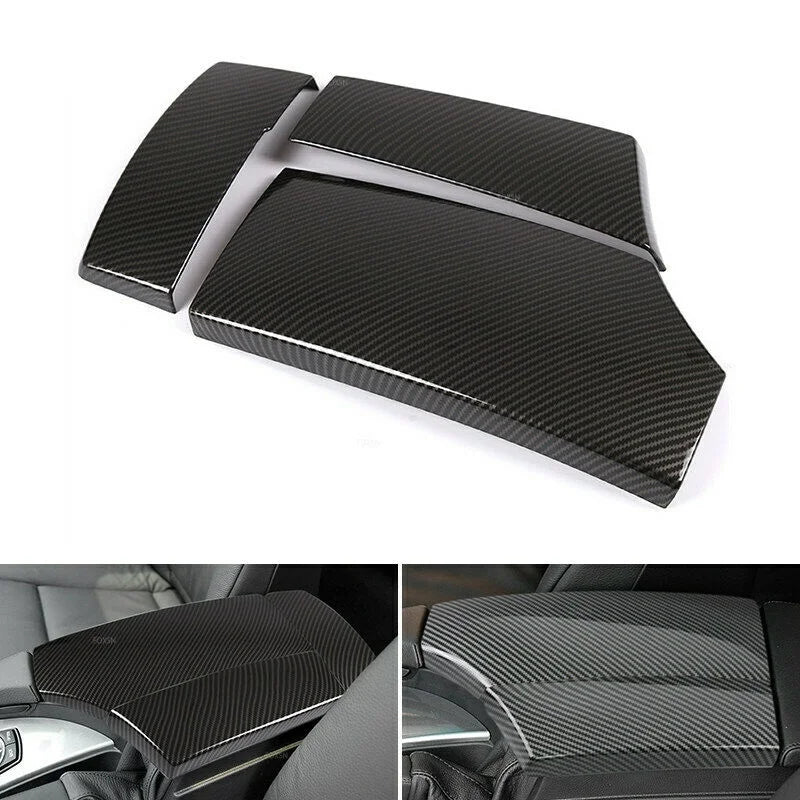 For BMW 5 Series E60 Car Armrest Latch Cover Carbon Fiber Center Console Arm Rest Storage Box Lid Cover Black