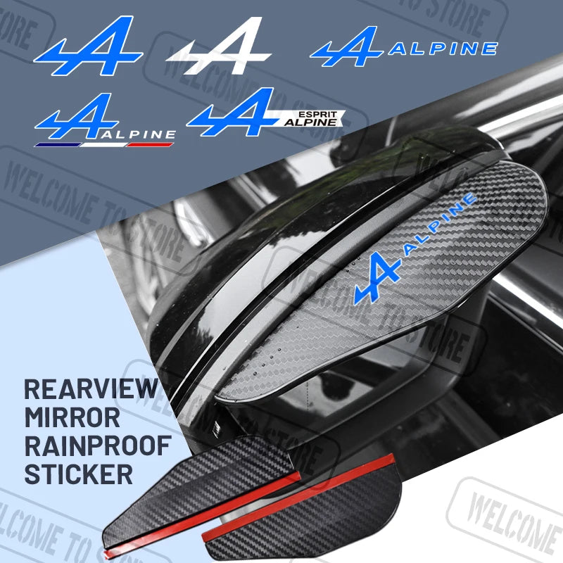 2pcs For Alpine Logo Kadjar Twingo Megane Scenic Espace Carbon Fiber Car Rearview Mirror Rain Eyebro