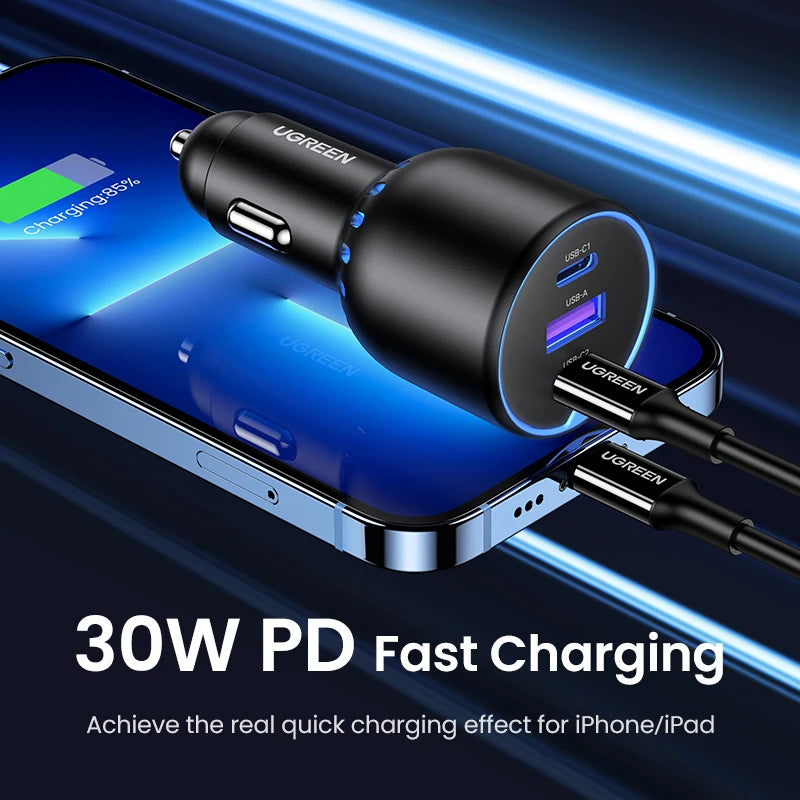 【New-in】UGREEN 130W Car Charger Fast Charging PD Quick Charger USB Type C Phone Charge F detail view