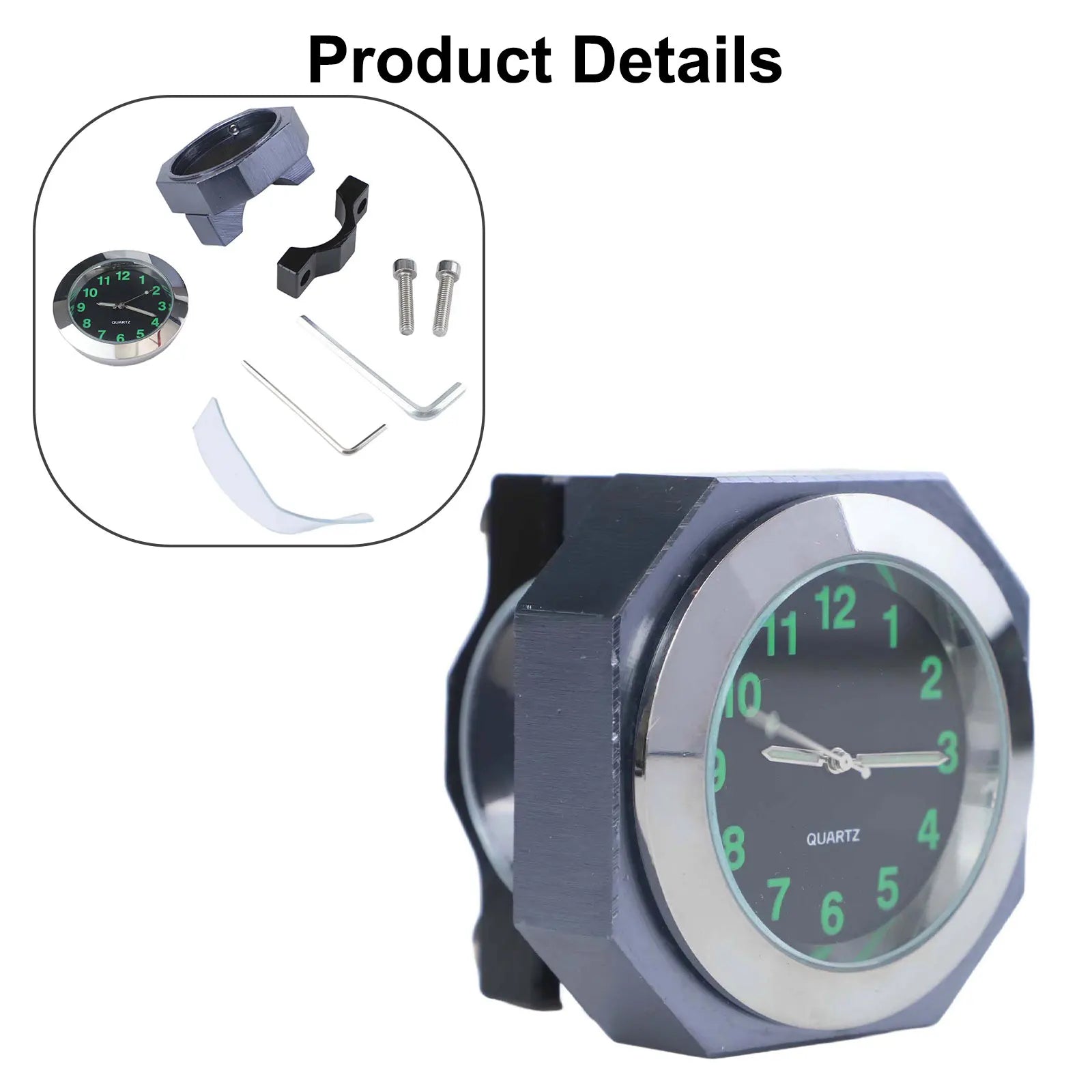 Motorcycle Handlebar Watch | Aluminum Alloy Clock for Riding detail view
