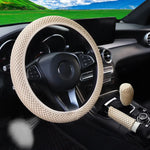 3 Car Massage Mesh Cloth Steering Wheel Cover Handbrake & Handle Cover Set Breathable close-up view