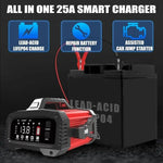 Smart 25A Car Battery Charger 12V/24V Trickle Maintainer for Auto Boat RV Truck