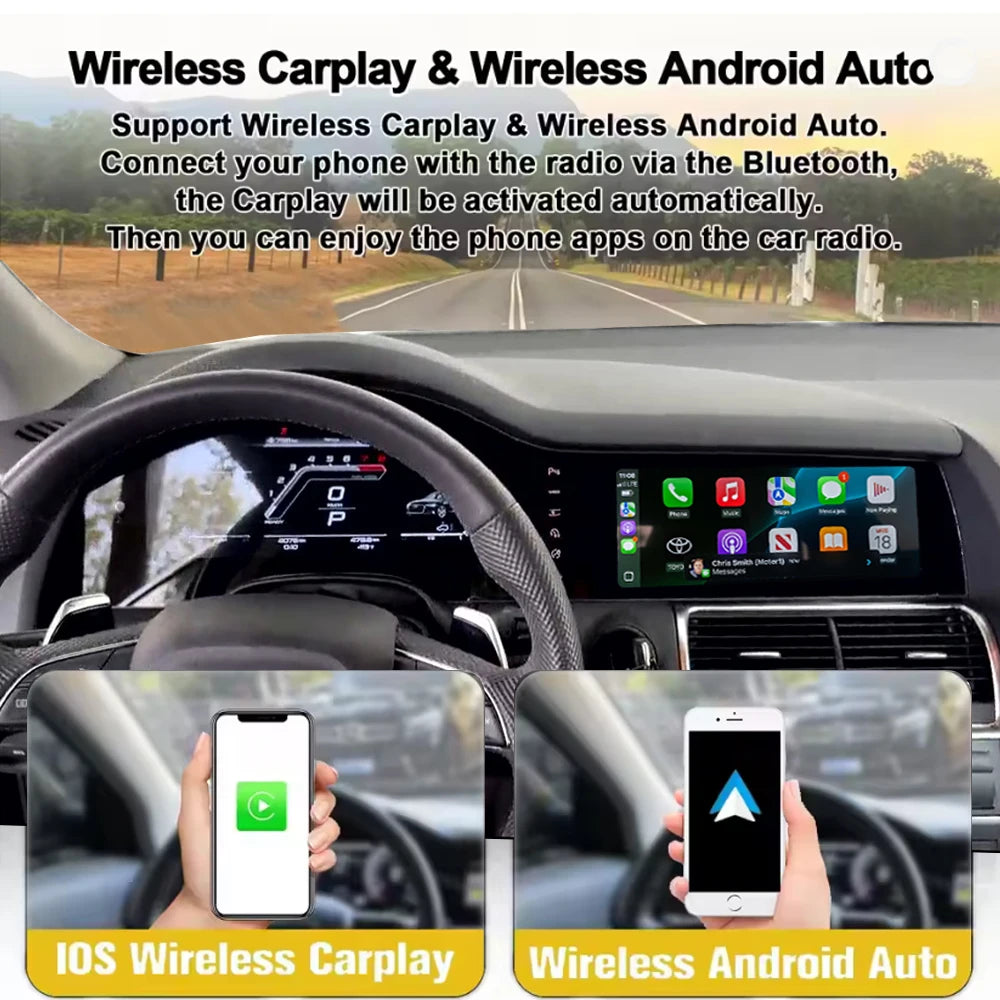 Dual Screen Android Car Radio For Audi Q7 4L 2005-2015 | Dashboard LCD Digital Instrumen detail view