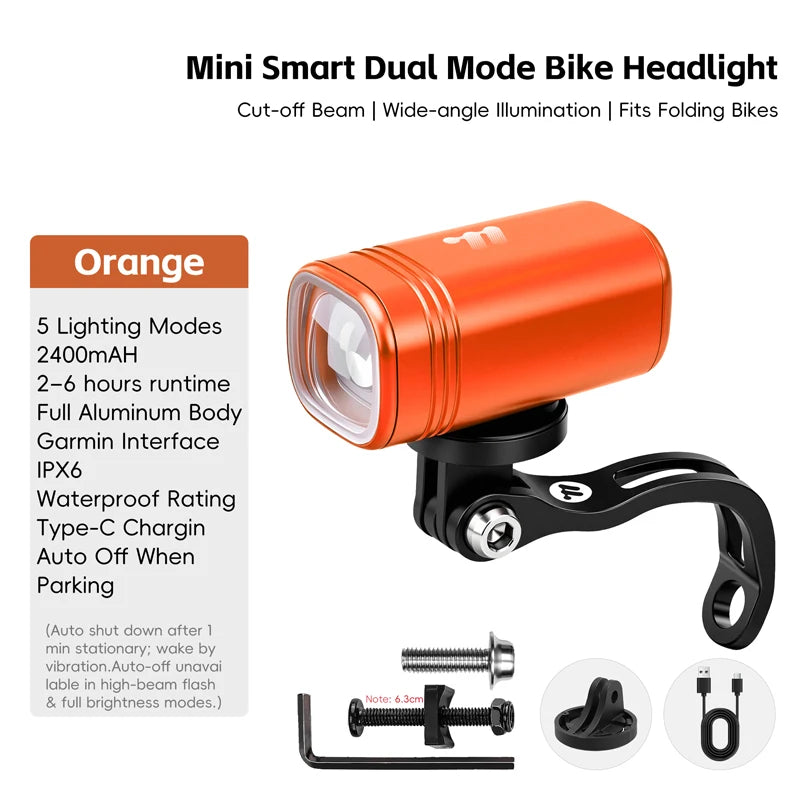 WEST BIKING 1300LM Bike Light USB Rechargeable Waterproof LED Mini Headlight Folding Bik detail view