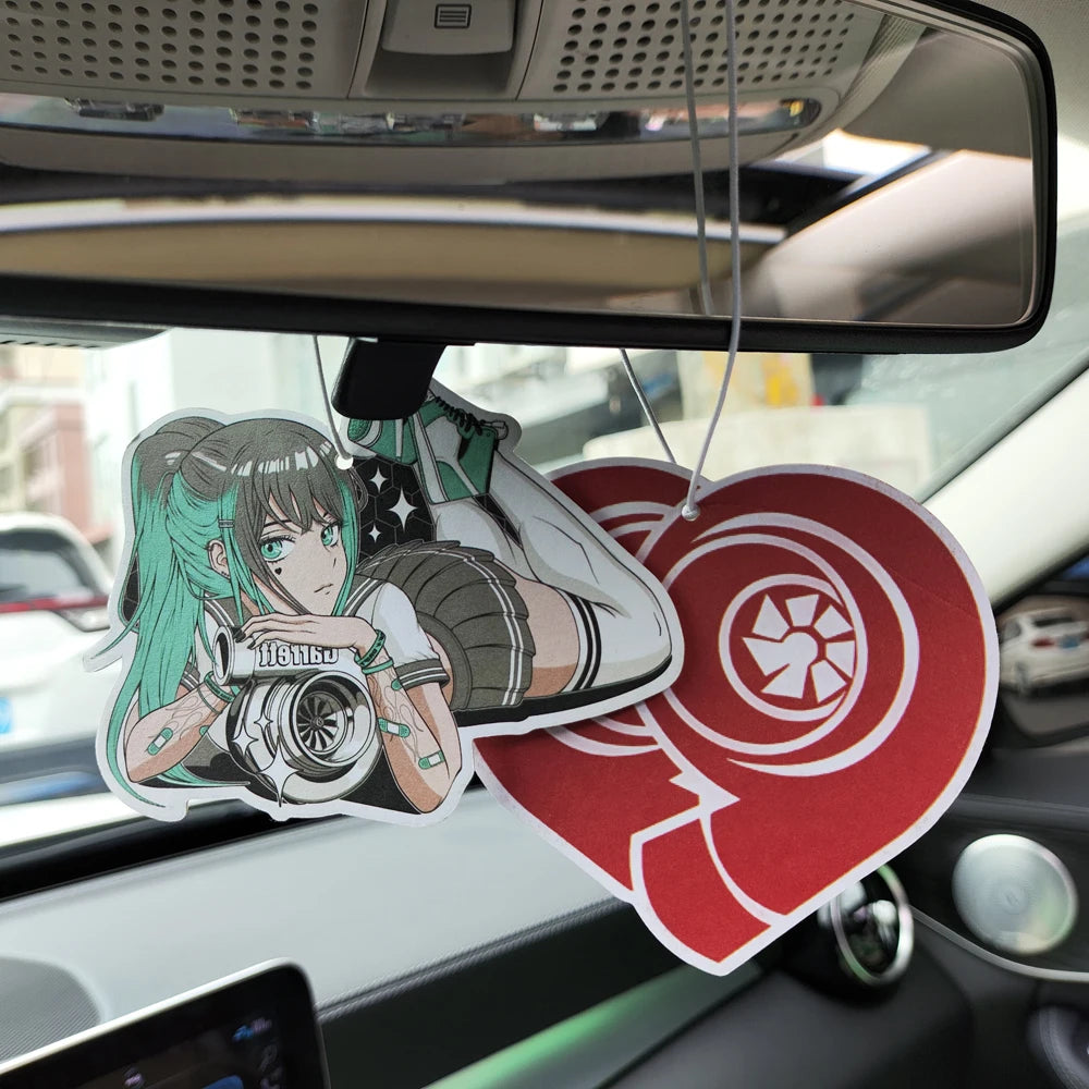Newest JDM Style Performance Car Rearview Mirror Pendant Air Freshener Solid Paper Decoration Car Decoration Anime Turbo Decor