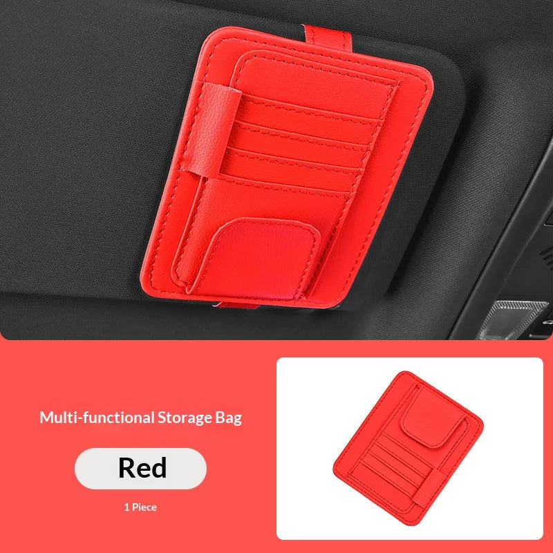 Car Sun Visor Organizer Storage Bag | Sunglasses Card Ticket Clip