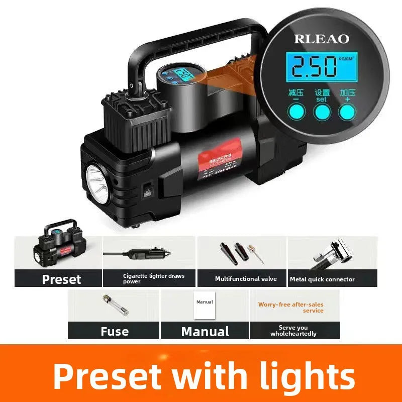 Mini Air Compressor 12V 150PSI Dual Cylinder Heavy Duty Tire Inflator with LED Light Car Electric Air Pump Auto Inflatable Pump