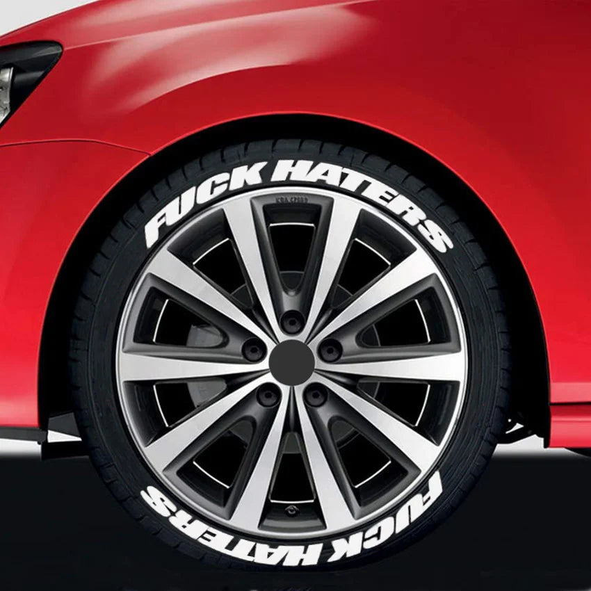 FUXK HATERS Tire Lettering Sticker 1.06 Inch Font Universal Personlized Car Tyre Deco alternate view