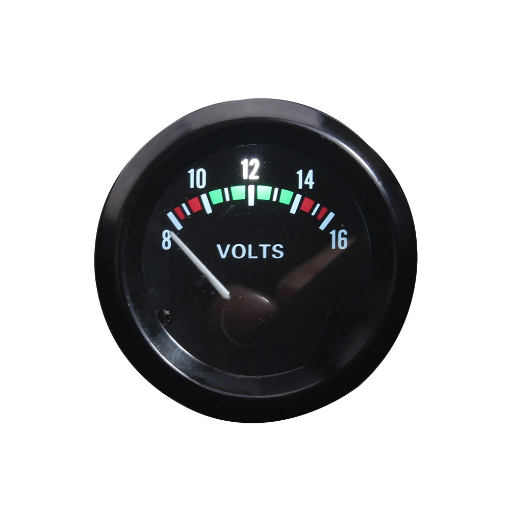 Dragon Gauge 2" 52mm 12V Car Volt Meter | Black Bezel Voltage Gauge detail view