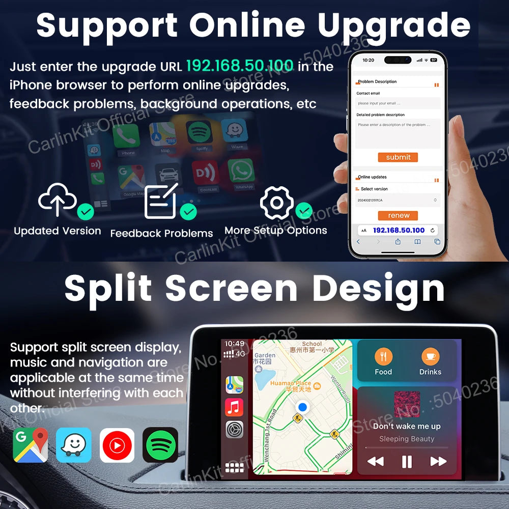 2air Mini 5 Pro CarlinKit 5.0 Wireless CarPlay Wireless Android Auto Box 5Ghz WiFi BT close-up view