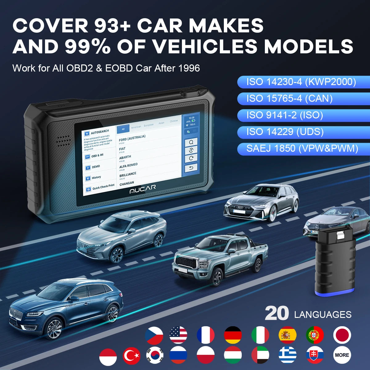 MUCAR VO6 OBD2 Scanner Diagnostic Tools 28 Reset Services 2024 Bidirectional Scan Tools Full Systems Auto Diagnostic Scanner