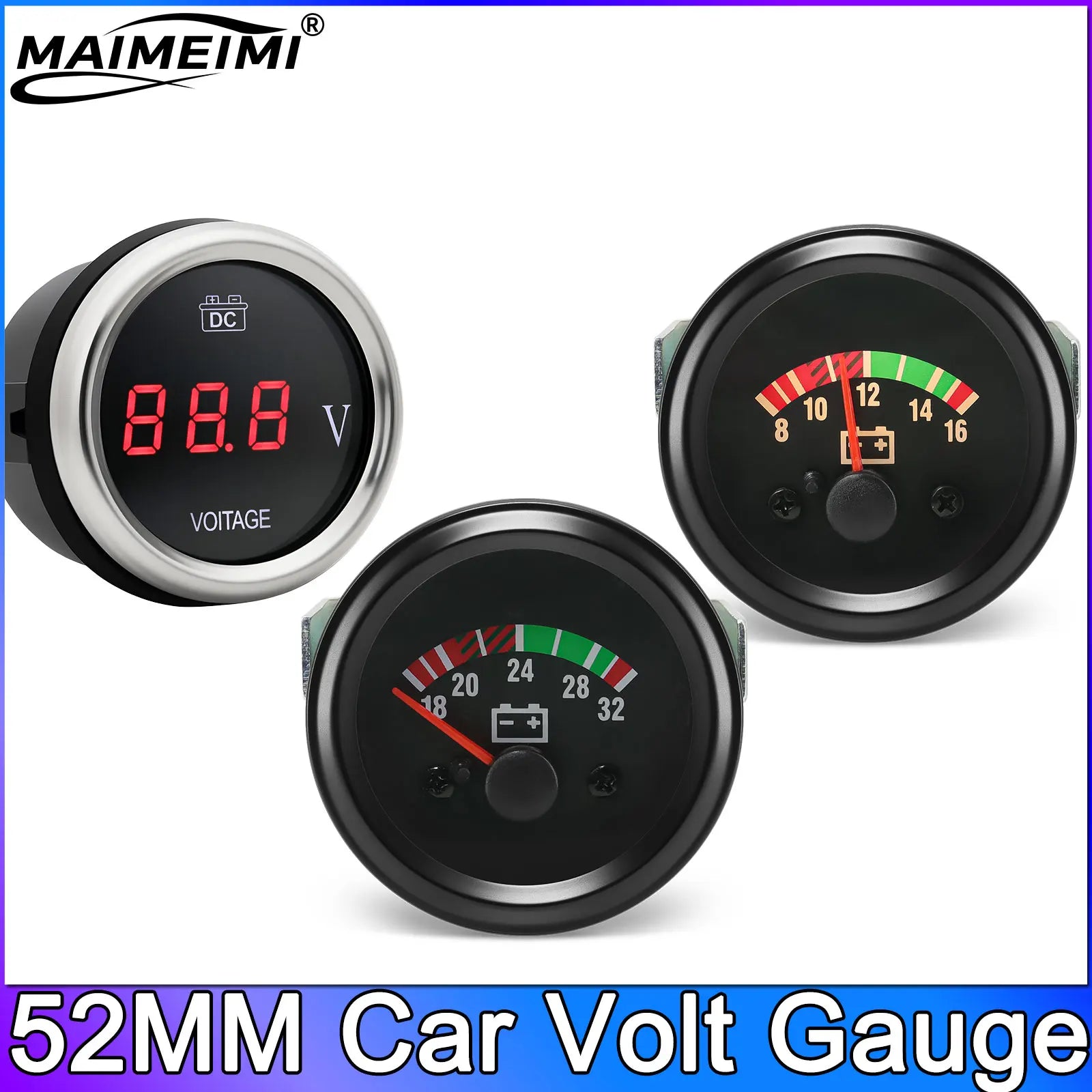 12V 24V 52mm Car Voltmeter Gauge Set | Water Temp Oil Temp Oil Pressure
